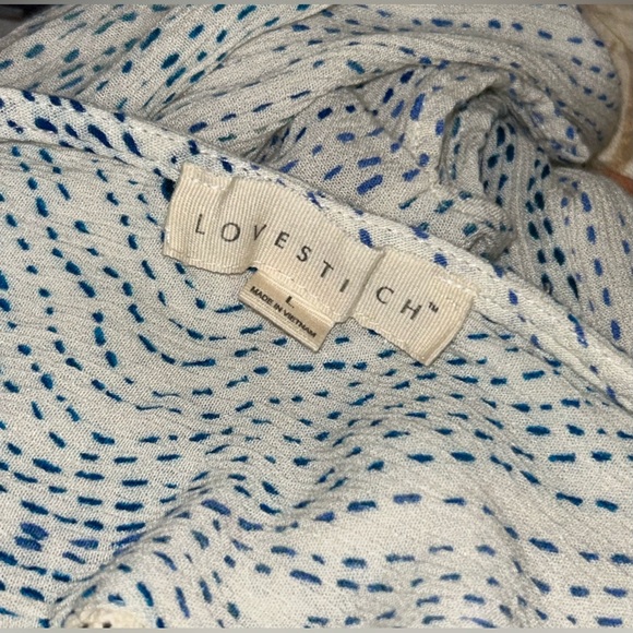 Lovestitch printed top L white blue rayon - Picture 7 of 9